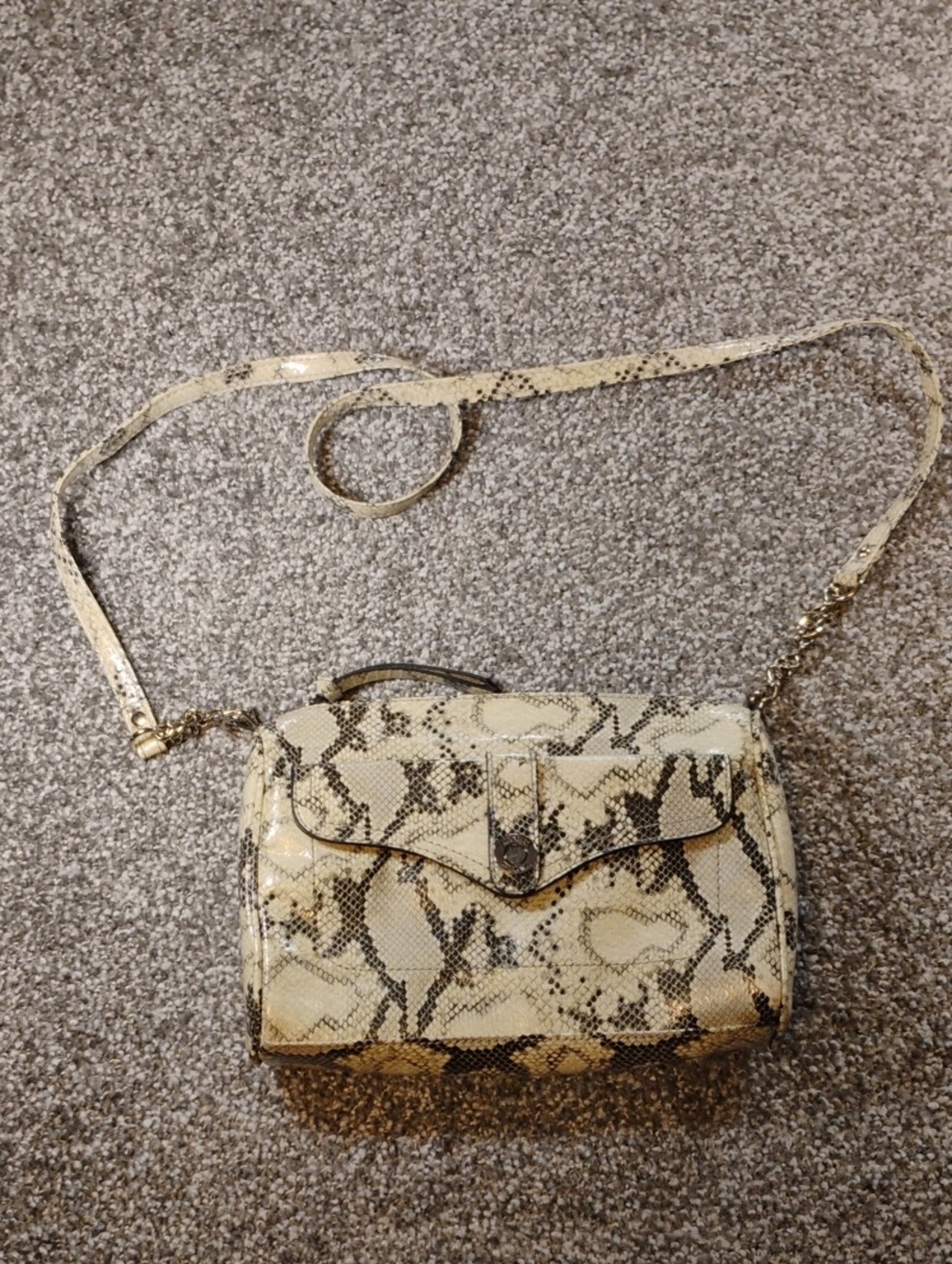 Nine & Co. Python-Print Crossbody Bag in Cream and Brown